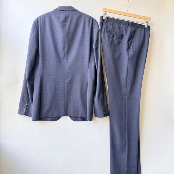 Hugo Boss Johnston/Lenon Classic Fit Wool Suit navy checkered Men’s Size 40L - Picture 3 of 16